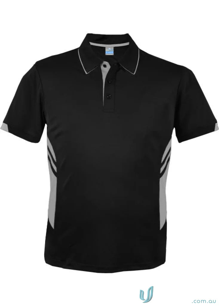 Kids Tasman Polo in black and gray - stylish tasman polo for kids