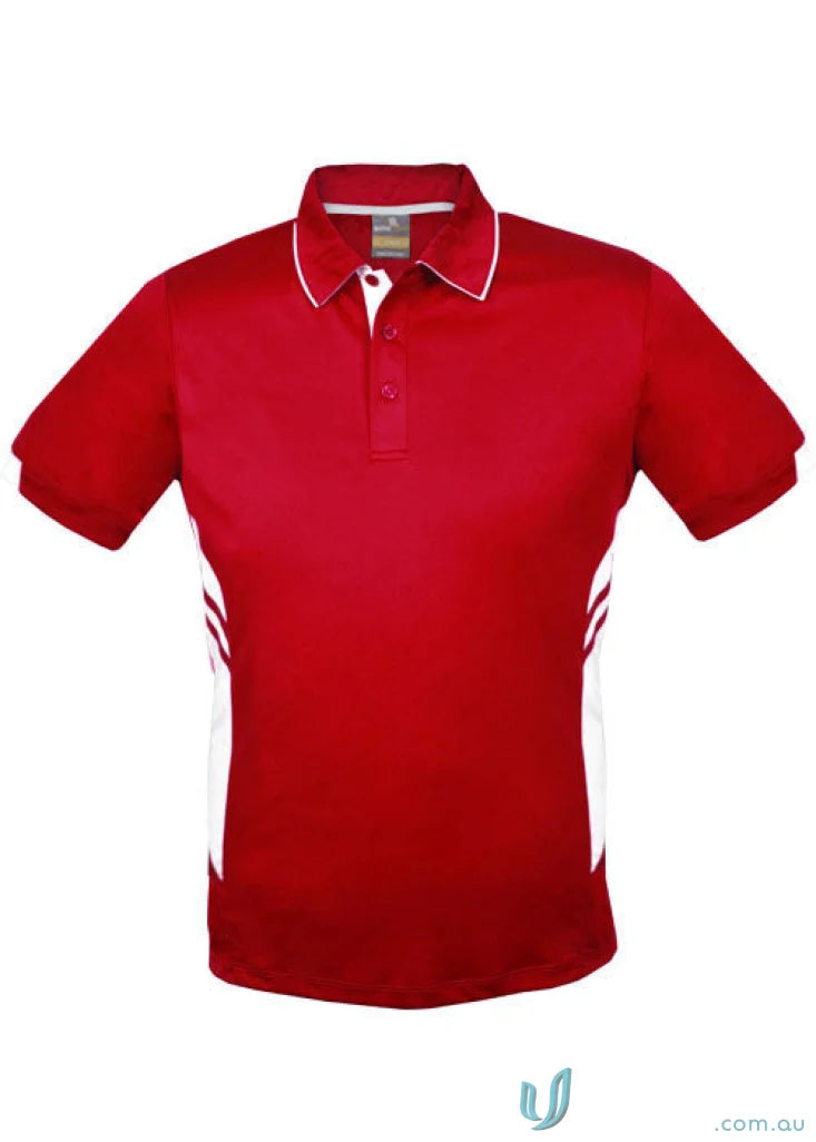 Kids Tasman Polo in red and white, perfect for boys and girls