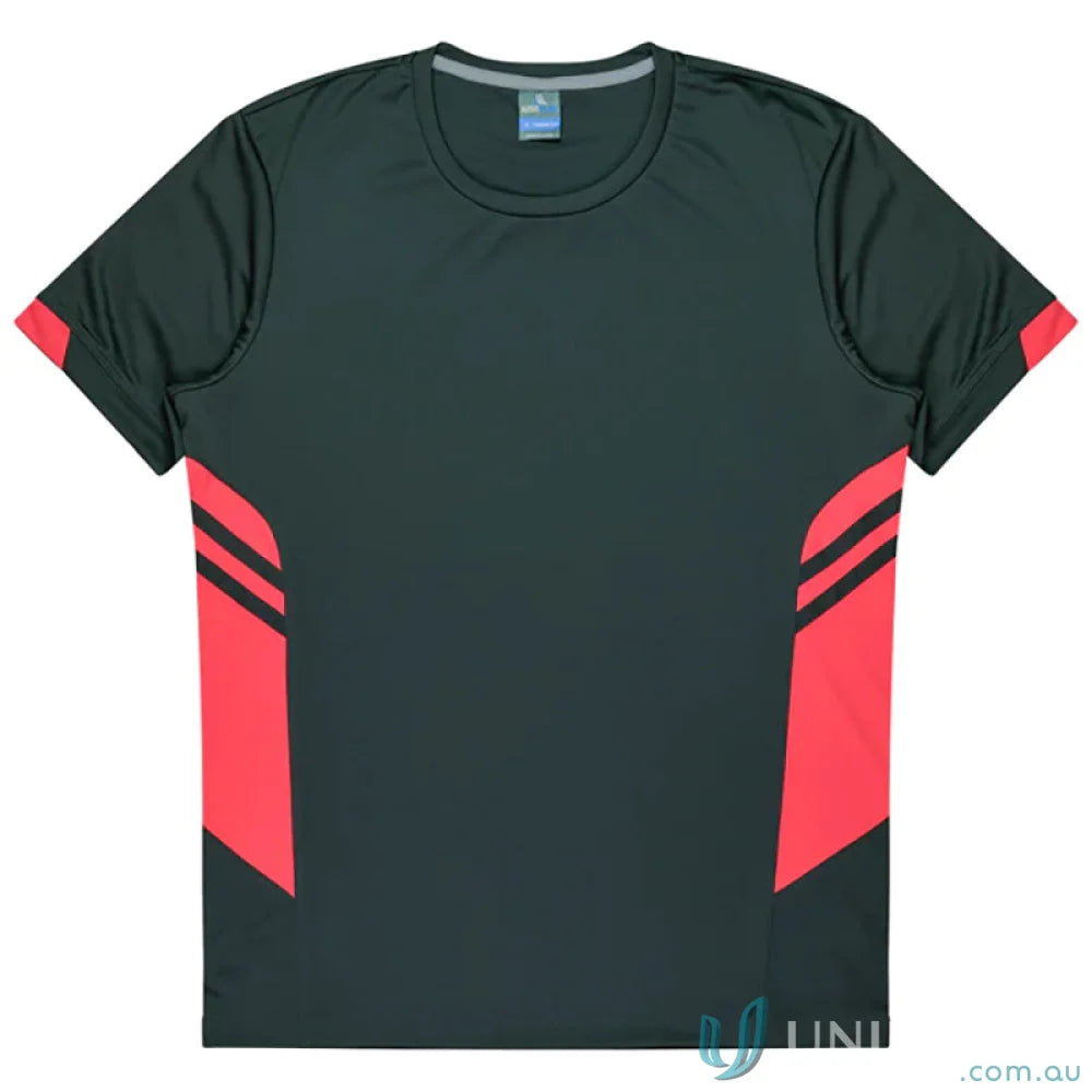 Kids Tasman Tee black and red athletic t-shirt made from comfy fabric perfect for uniforms