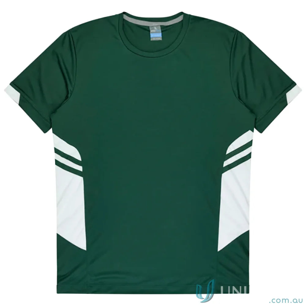 Kids Tasman Tee green and white athletic fabric t-shirt perfect for uniforms or workwear