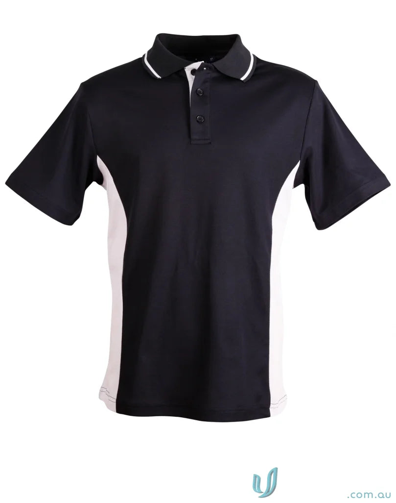 Kids Team Mate PS73K Teammate Polo with black and white side panels and trim