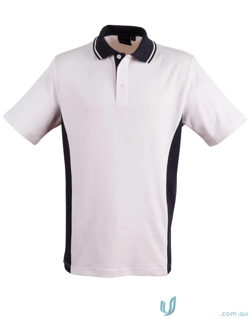 Kids Team Mate Polo ps73k with black side panels and striped collar for boys
