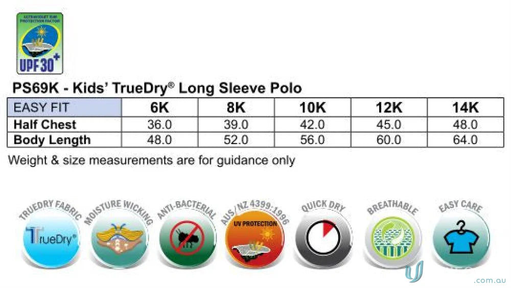 Kids TrueDry Legend LS Polo long sleeve size chart for fashion long sleeve polo PS69K