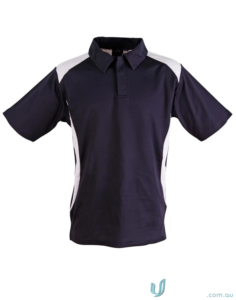 Kids TrueDry Winner contrast short sleeve polo with navy blue and white accents