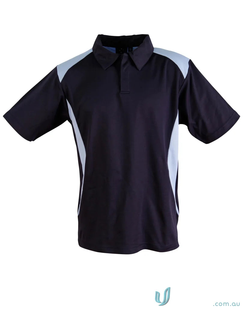 Kids TrueDry Winner contrast short sleeve polo in black with grey side panels