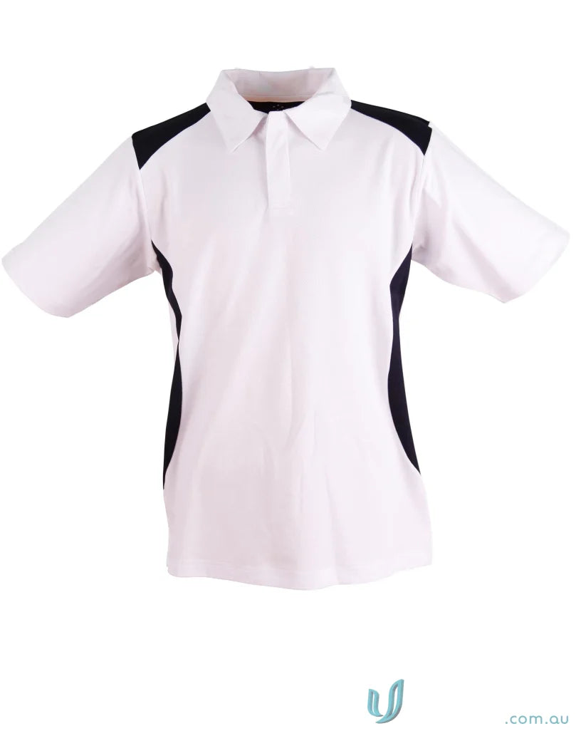 Kids TrueDry Winner contrast short sleeve polo with black side and shoulder panels