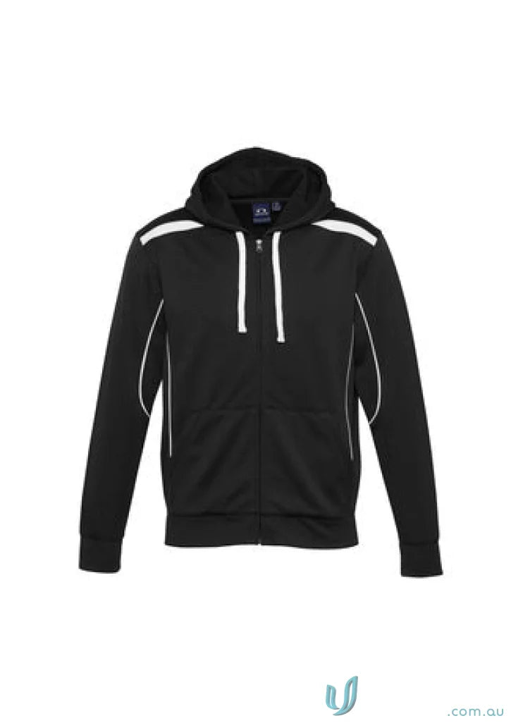 Kids United contrast hoodie featuring black hooded zip-up sweatshirt with white accents