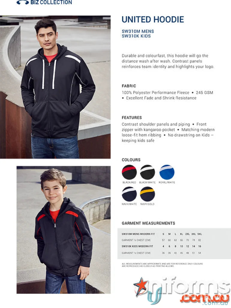 Kids United Contrast Hoodie for men and kids, stylish hooded zip-up sweatshirt