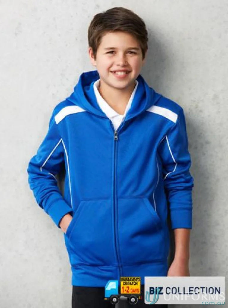 Kids United contrast hoodie with blue and white hooded zip-up jacket for kids
