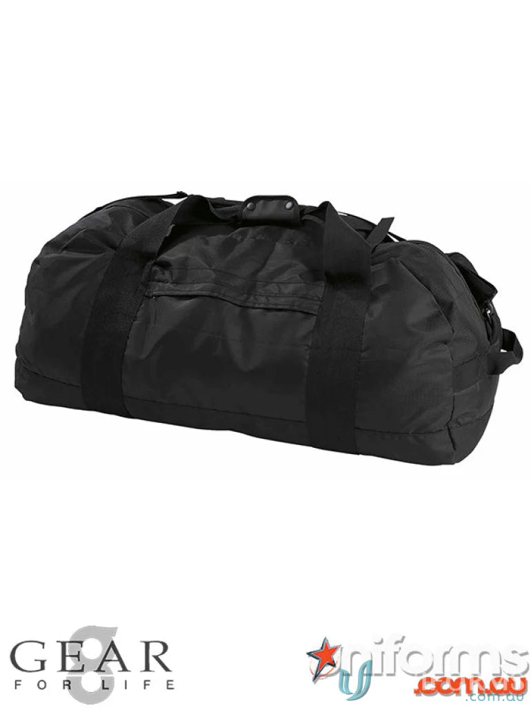Black duffel bag for Kodiak Duffle, perfect for orders requiring a sturdy stuff pouch