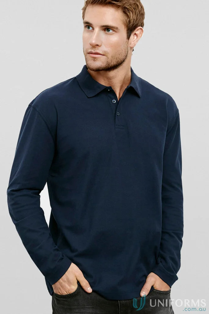 Navy Krue LS Polo men’s crew long p400ml long sleeve polo with twin needle sleeve