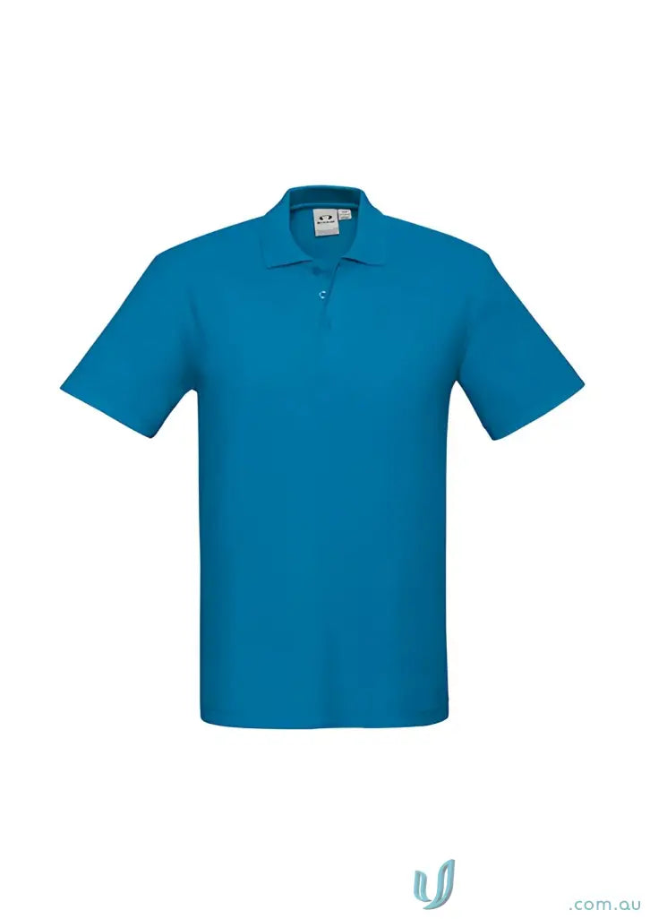 Blue short sleeve polo shirt with durable top-stitched armholes and twin needle sleeve detailing in Krue Polo collection