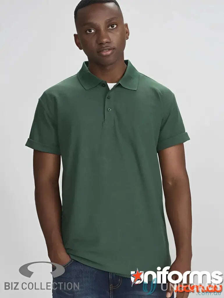 Green Krue Polo short sleeve polo with durable top-stitched armholes and twin needle sleeve
