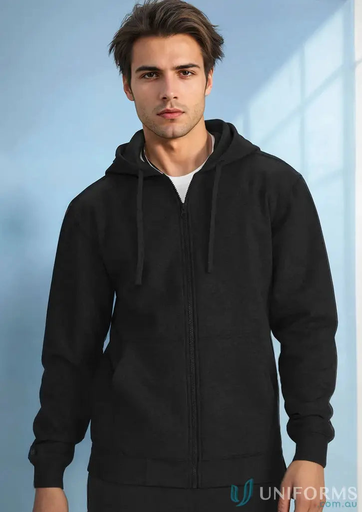 Sw762m Biz crew zip hoodie featuring a black hooded zip-up sweatshirt for a cool look