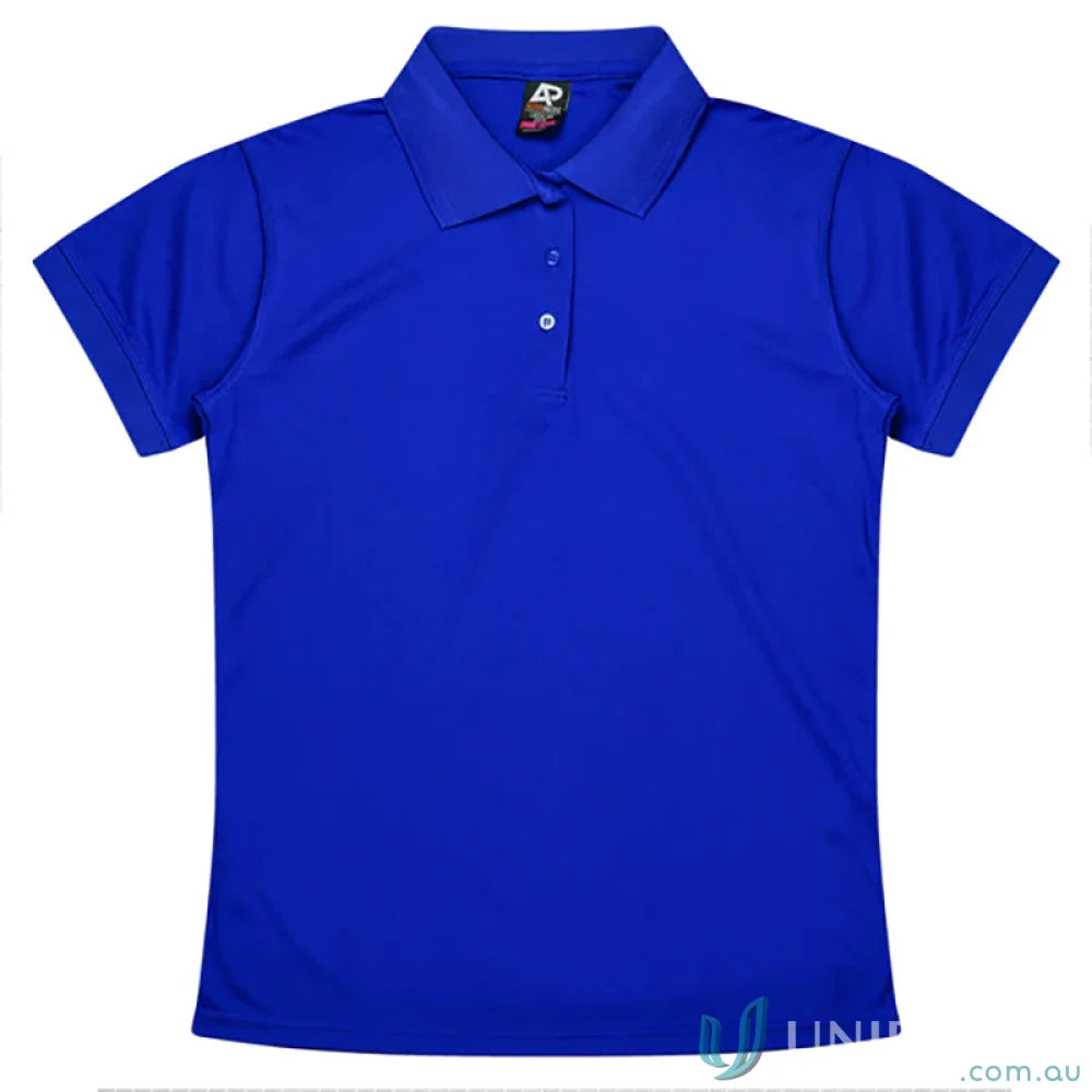 Women’s royal blue Lachlan Lady Polo shirt with knitted collar, honeycomb knit, perfect for uniforms