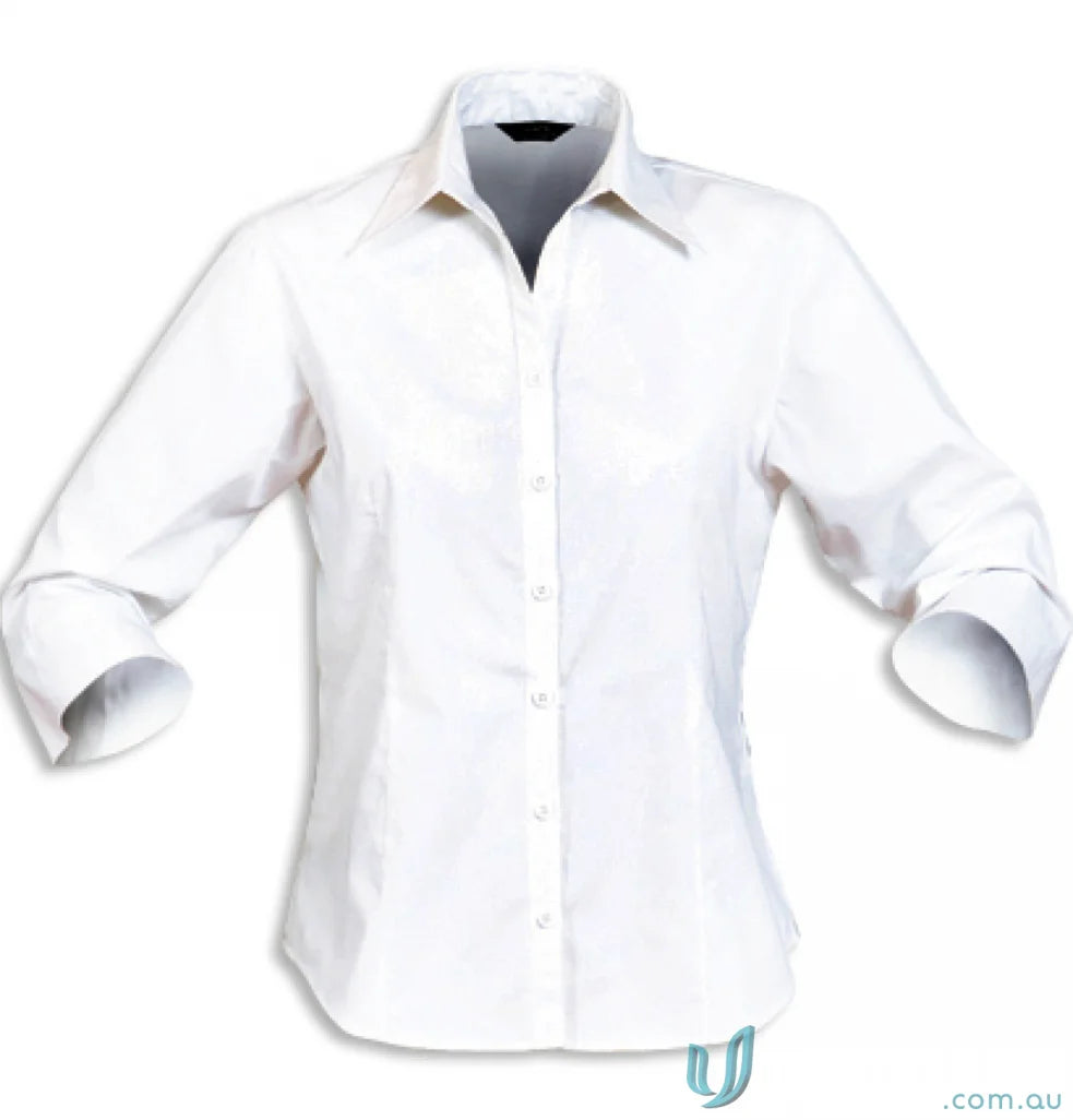 Ladies white button-down shirt perfect for uniforms and workwear outfits