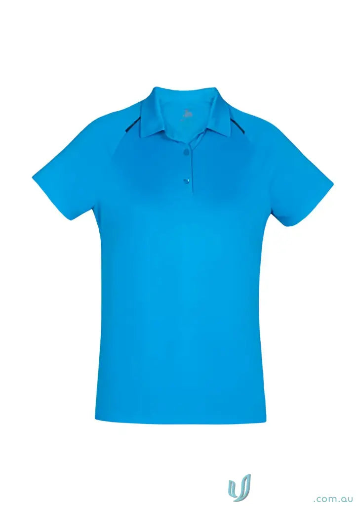 Blue short-sleeved polo shirt from Ladies Academy Polo Biz Collection Ladies P012LS