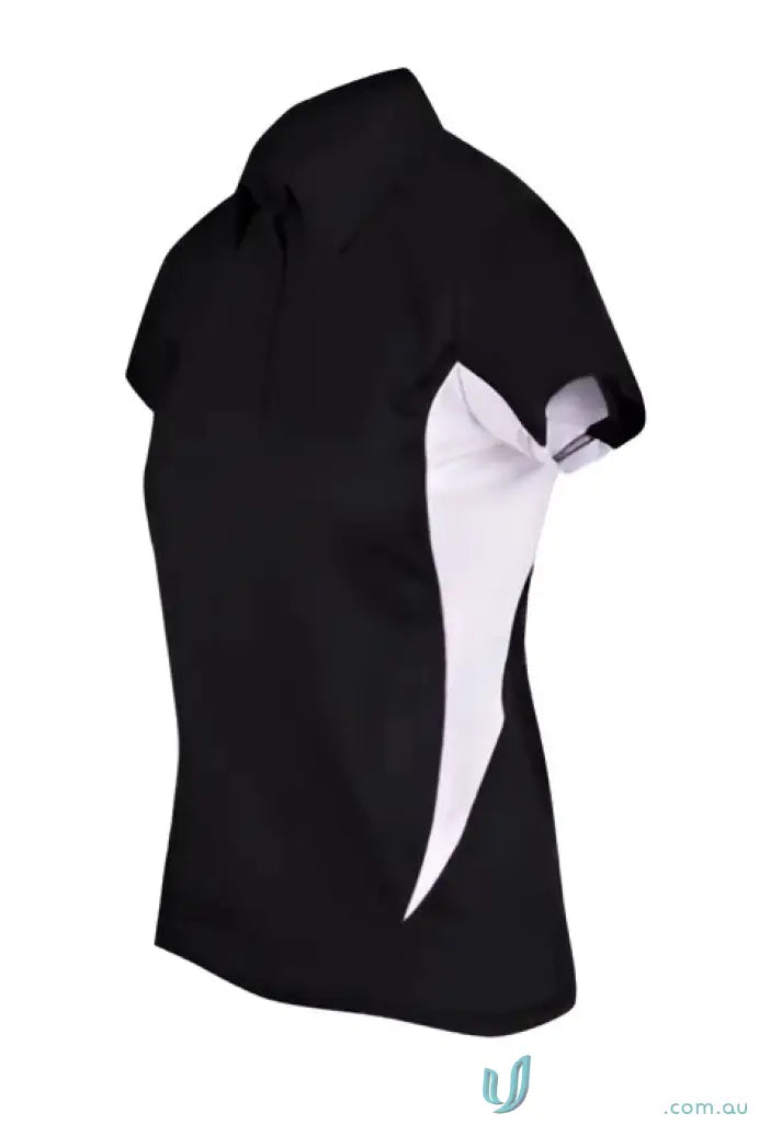 Black and white ladies accelerator polo shirt from the Ladies Accelerator Polo collection