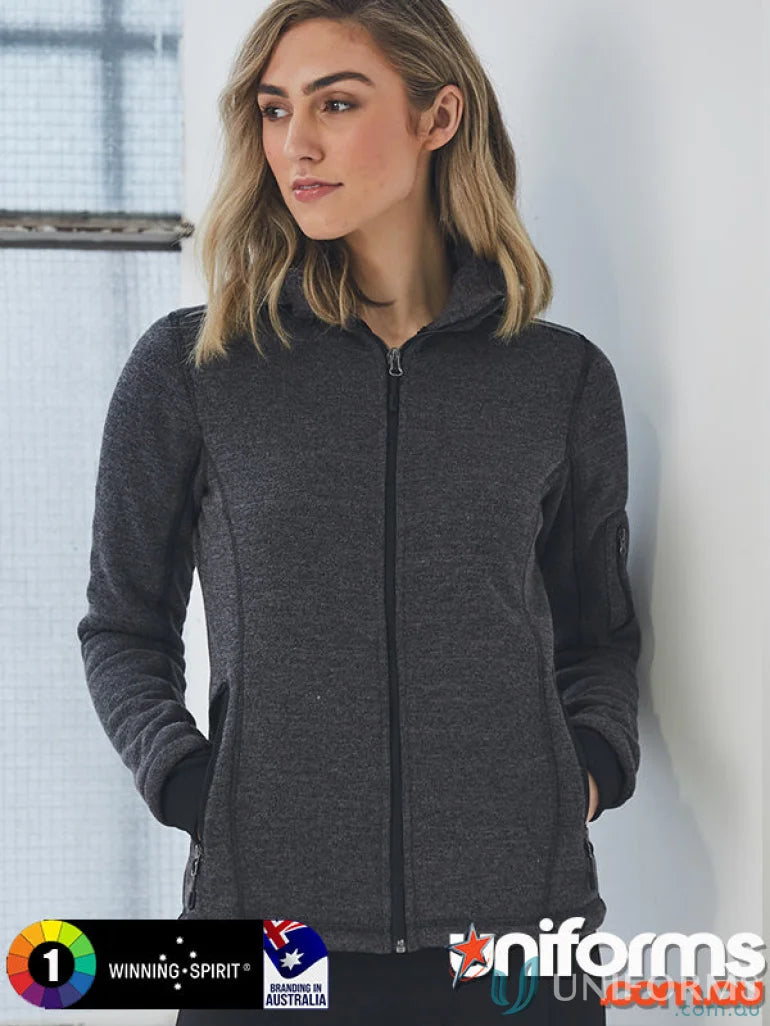 Ladies Acland Jacket gray zip-up jacket with practical design to keep hands warm