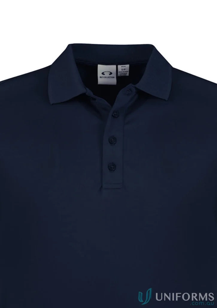 Ladies Action LS Polo in navy blue makeup using p206ll breathable sports knit fabric