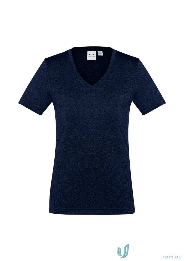 Navy blue V-neck T-shirt from Ladies Aero Tee, perfect for Biz Collection Ladies uniforms