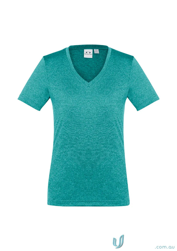 Teal V-neck T-shirt from Ladies Aero Tee for quality work uniforms in Biz Collection Ladies