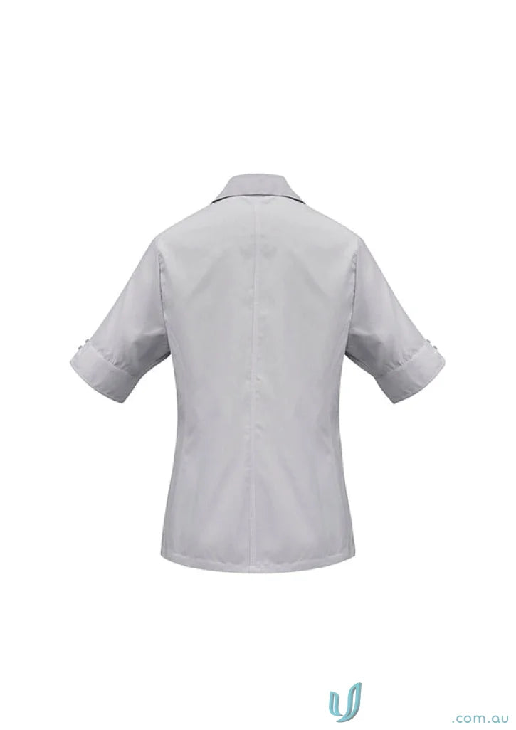 Women’s ambassador short sleeve shirt from Biz Collection in light grey with rolled cuffs