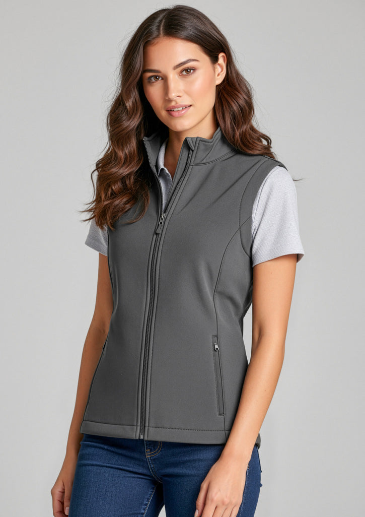 Womens Apex vest gray zip-front with bonded textured fleece lining