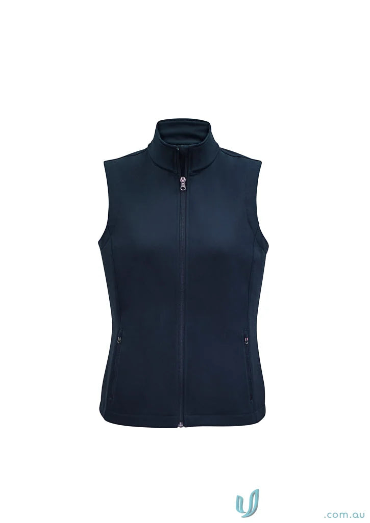 Women’s Apex Vest Navy Blue Zippered Softshell with Bonded Fleece for Flexibility