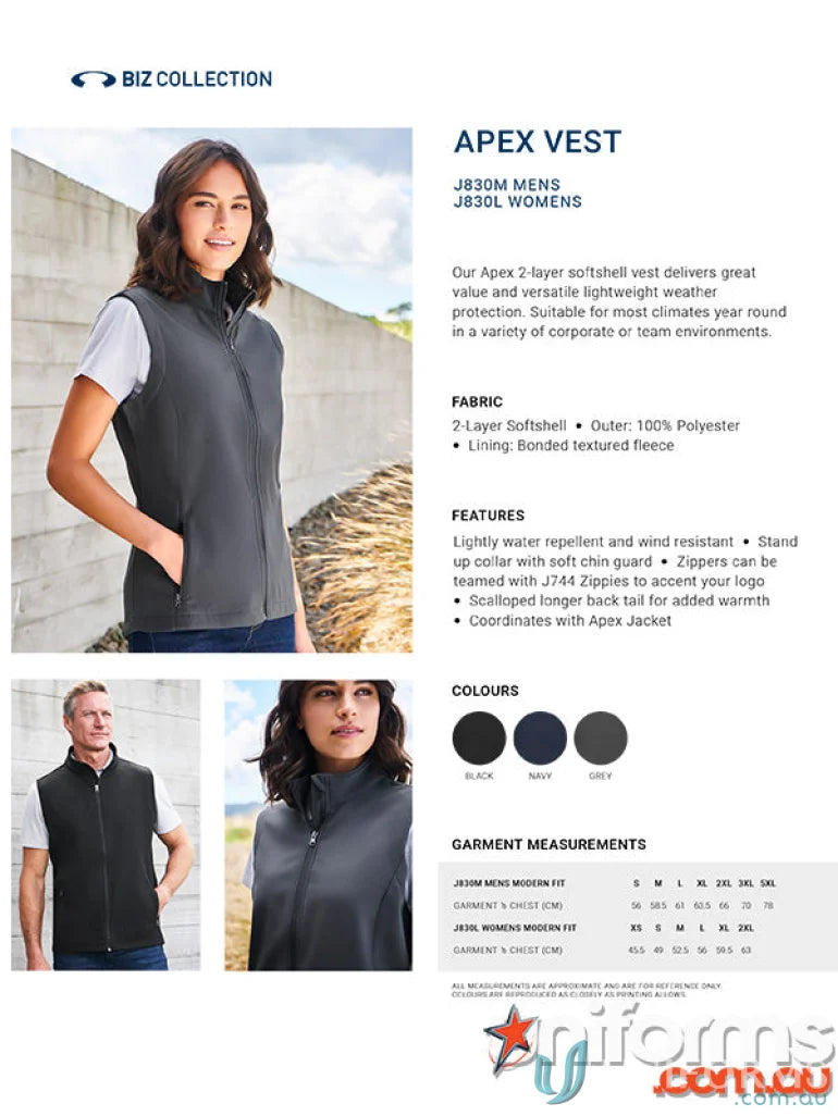 Ladies Apex Softshell Vest with bonded textured fleece lining for women’s apex vest comfort