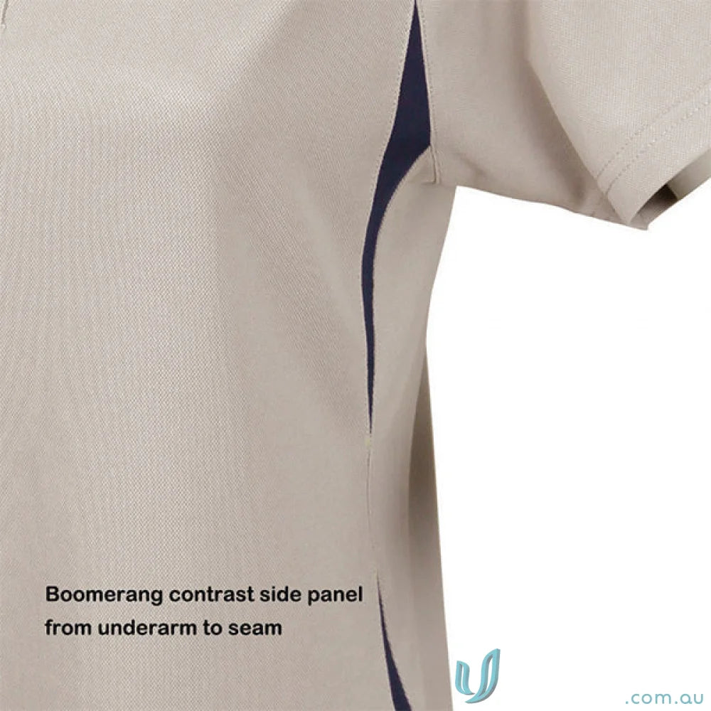 Ladies Arctic Polo in beige with dark blue side panel, perfect for workwear uniforms