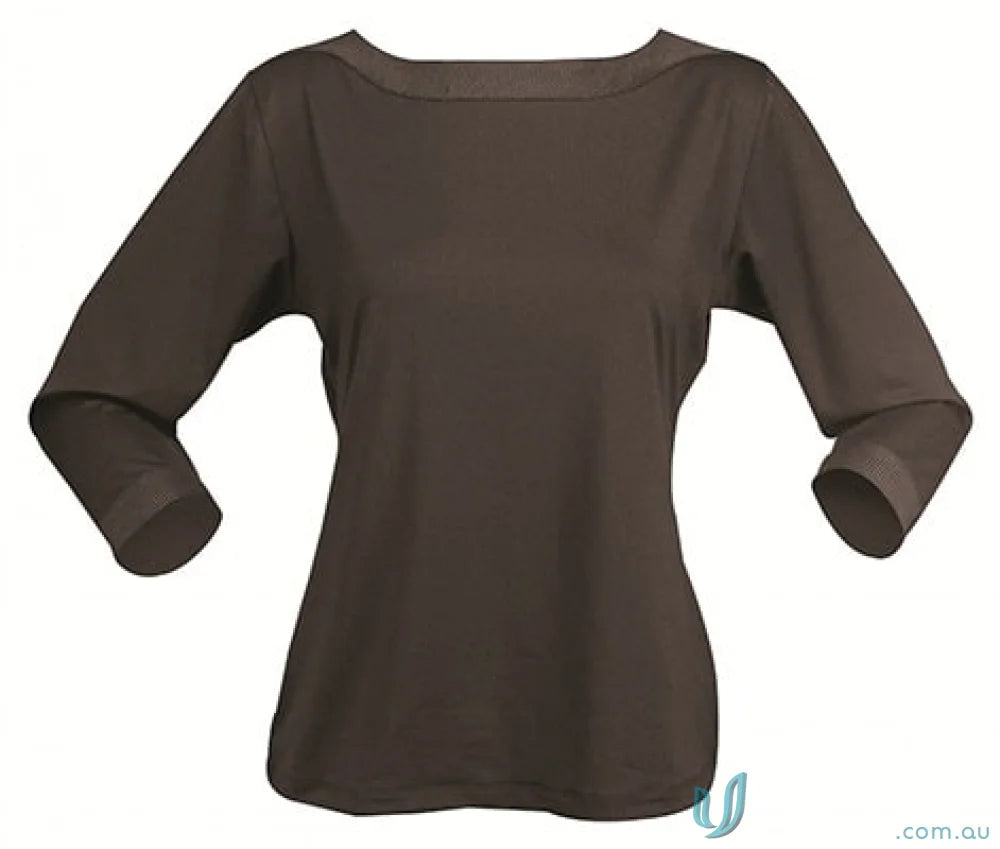 Brown Ladies Argent Top in cool dry® fabric, perfect for uniforms or workwear
