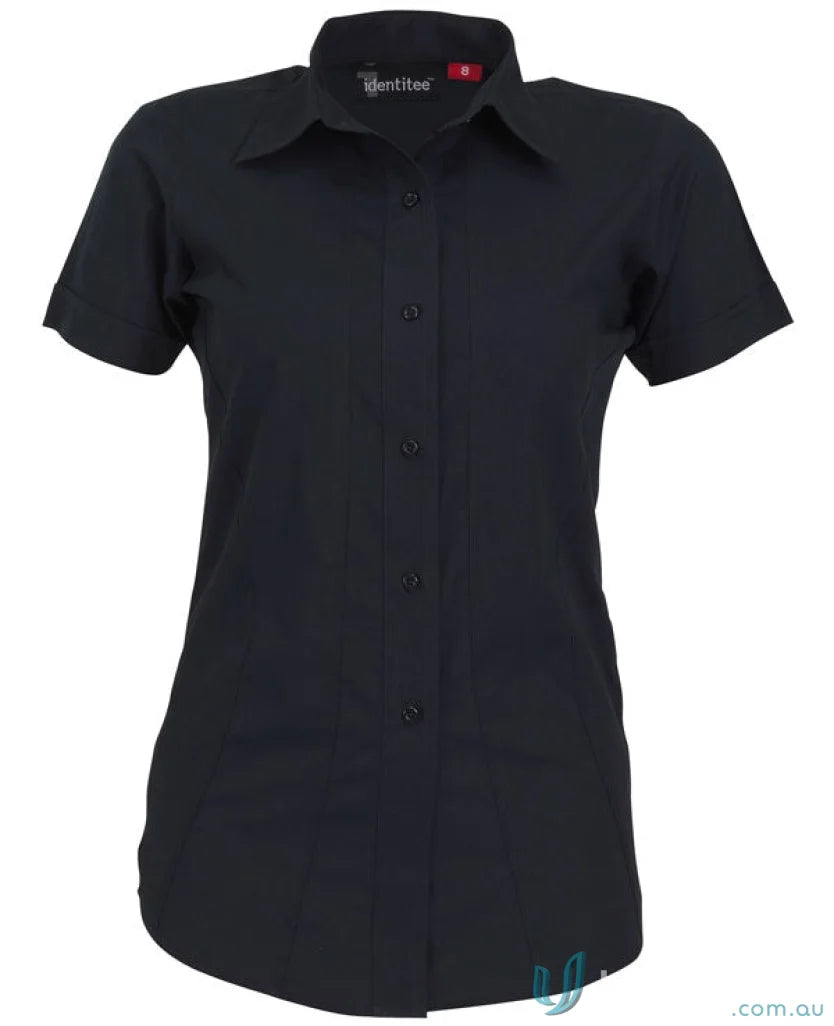 Black short-sleeved Aston SS Shirt for ladies, perfect work uniforms style