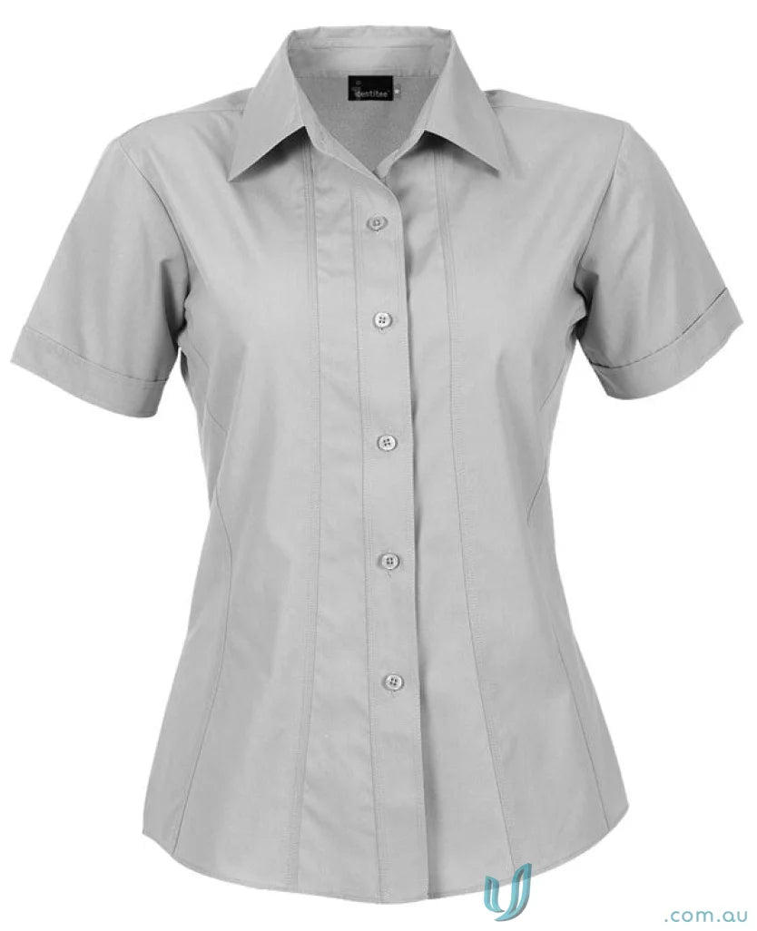 Gray short-sleeved Aston SS Shirt perfect for ladies work uniforms and casual wear