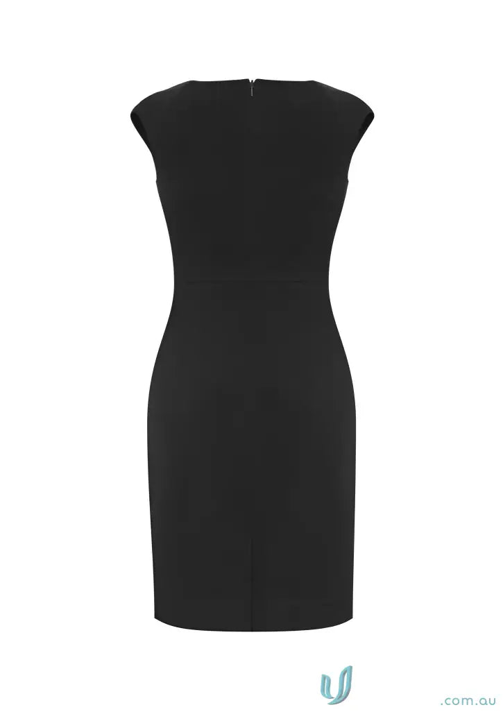 Black sheath dress from Ladies Audrey Dress collection with boat neckline for all-day comfort