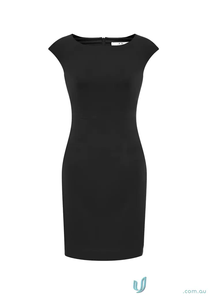 Black sheath dress comfy for all-day wear, perfect Ladies Audrey Dress with boat neckline