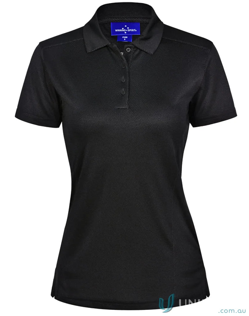 Black short-sleeved polo shirt made from spirit bamboo charcoal fabric for a charcoal corporate look