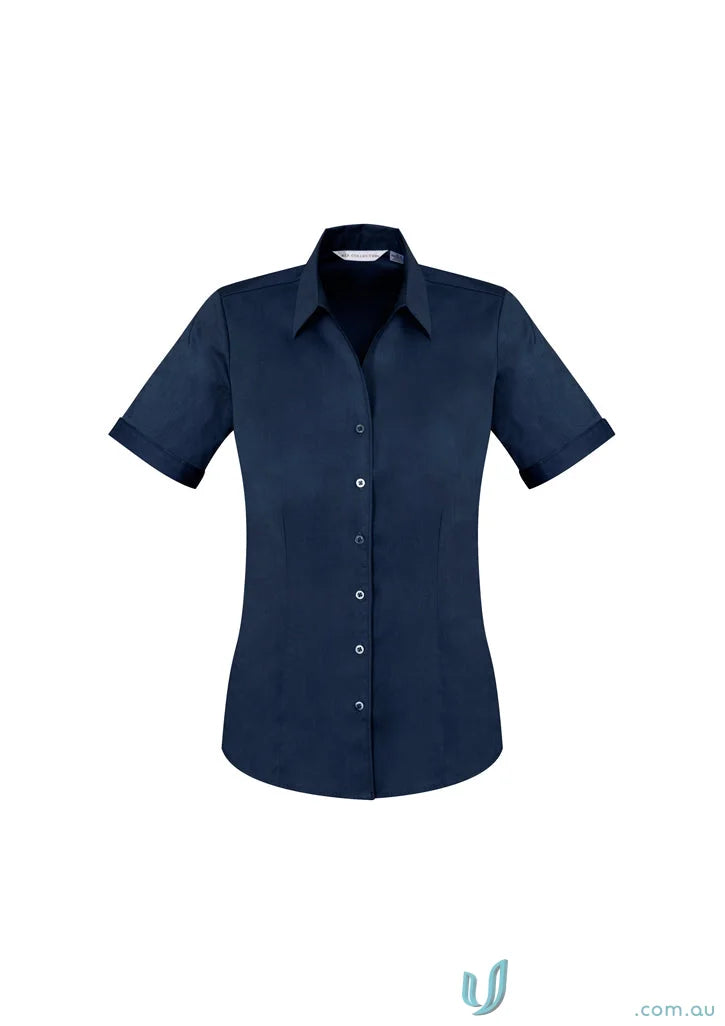 Navy blue ladies Bentleigh SS Shirt from Biz Collection Ladies, perfect for Monaco Short Sleeve style