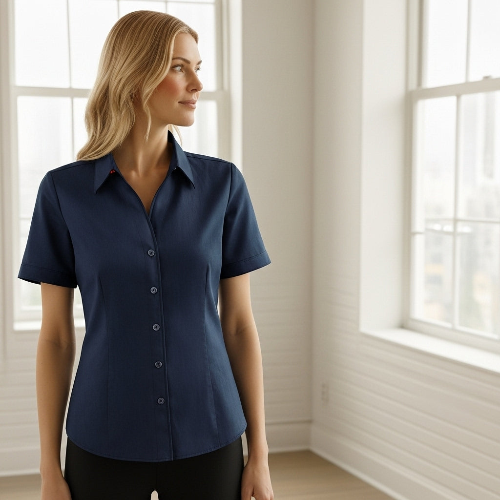 Navy blue Bentleigh SS shirt from Biz Collection Ladies Monaco short sleeve