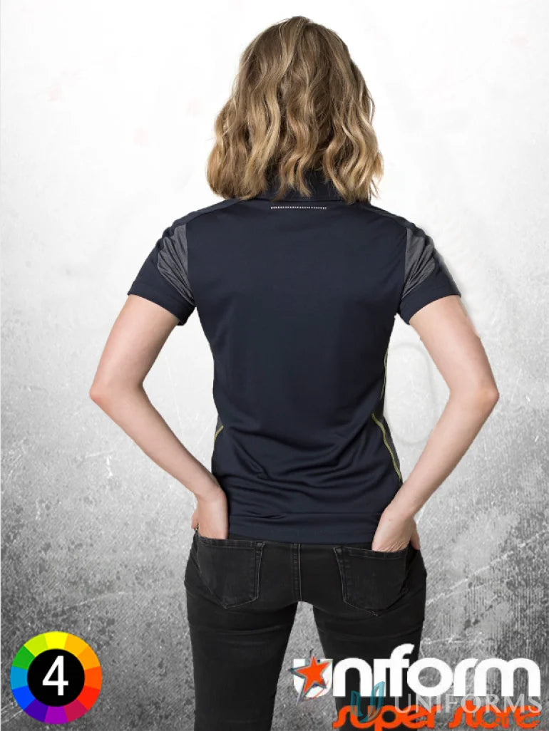 Woman’s dark polyester cooldry polo shirt with aegis microbe shield for moisture control