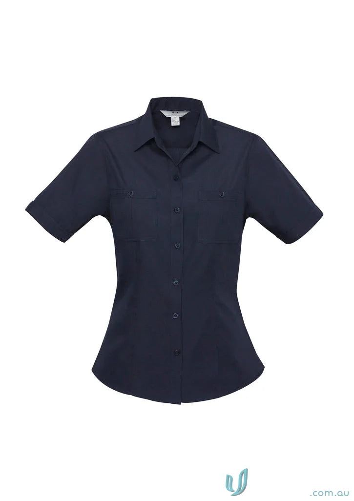 Navy blue Ladies Bondi SS Shirt from Biz Collection Ladies, perfect for women’s Bondi short style