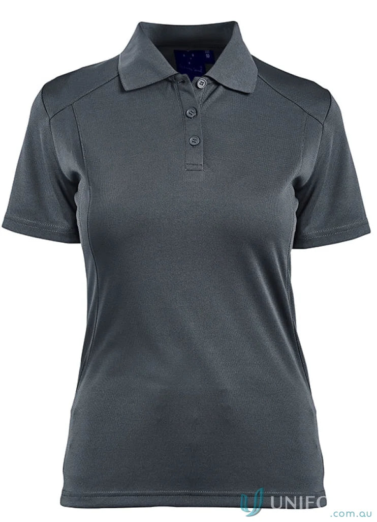 Gray ladies breathable bamboo charcoal polo shirt made with eco-friendly bamboo charcoal fabric