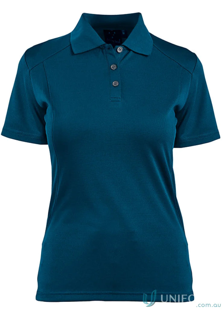 Ladies breathable bamboo charcoal polo shirt in teal made from eco-friendly bamboo charcoal fabric