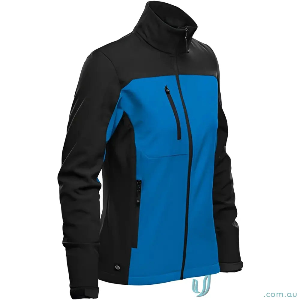 Women’s Cascades Softshell jacket with high collar, zip pockets, stay dry for outdoor enthusiasts