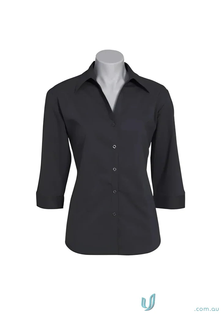 Ladies Chelsea Stretch 3Q Shirt Black three-quarter sleeve shirt for ladies metro biz collection