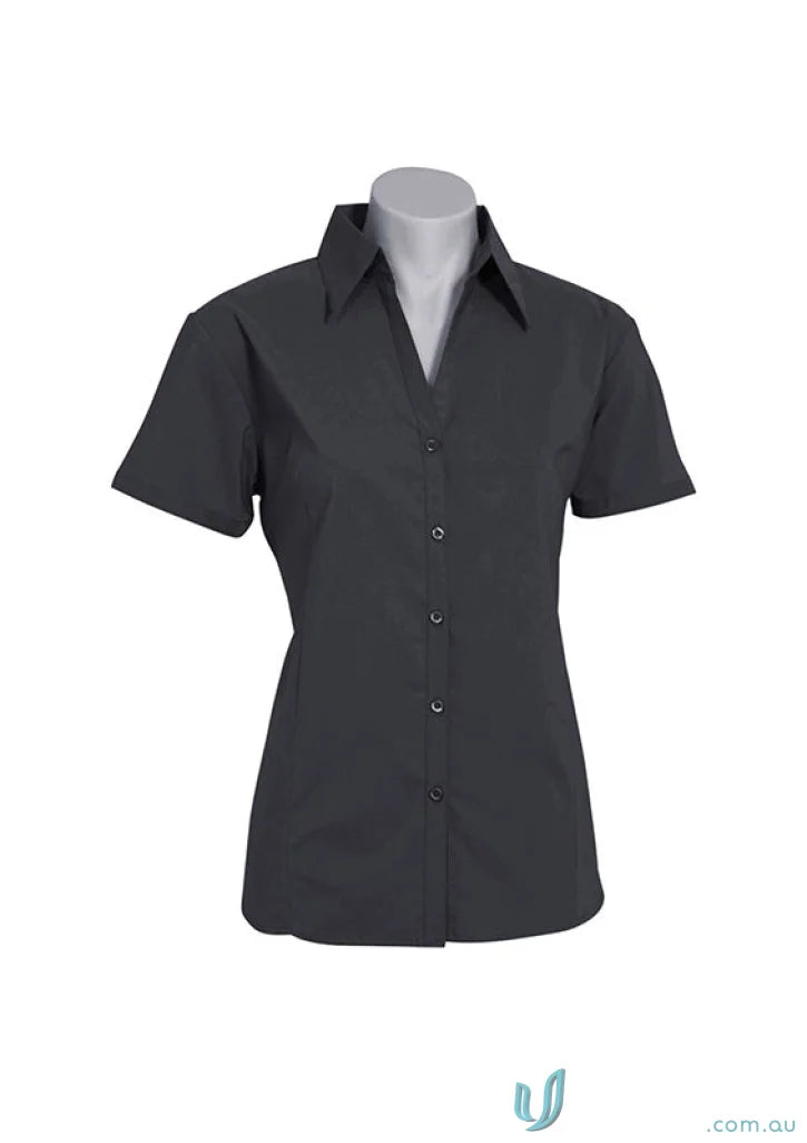 Gray short-sleeved stretch SS shirt from Biz Collection Ladies for women’s metro style