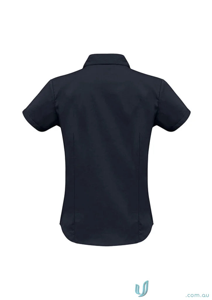 Women’s metro dark short-sleeved collared stretch SS shirt from Biz Collection Ladies Biz Collection