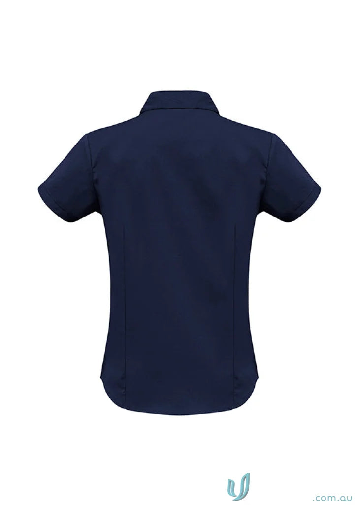 Women’s metro Navy blue stretch SS shirt from Biz Collection Ladies Chelsea Shop