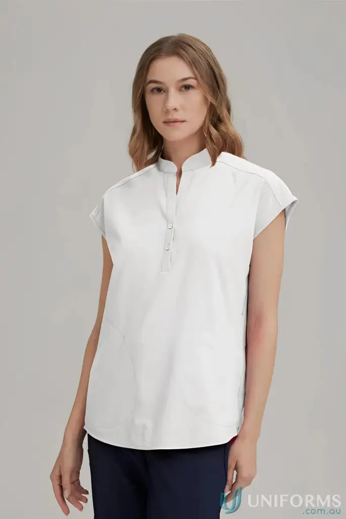 Women’s white short-sleeved blouse from Ladies Chrissy Drop Shoulder City Collection Ladies Chrissy Tunic
