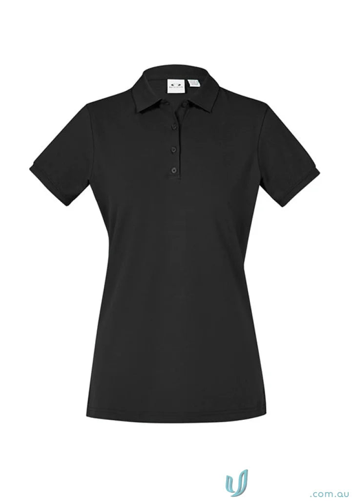 Ladies City short sleeve polo shirt with folded collar and three-button placket